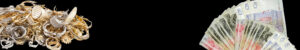 image of jewellery and cash in black background