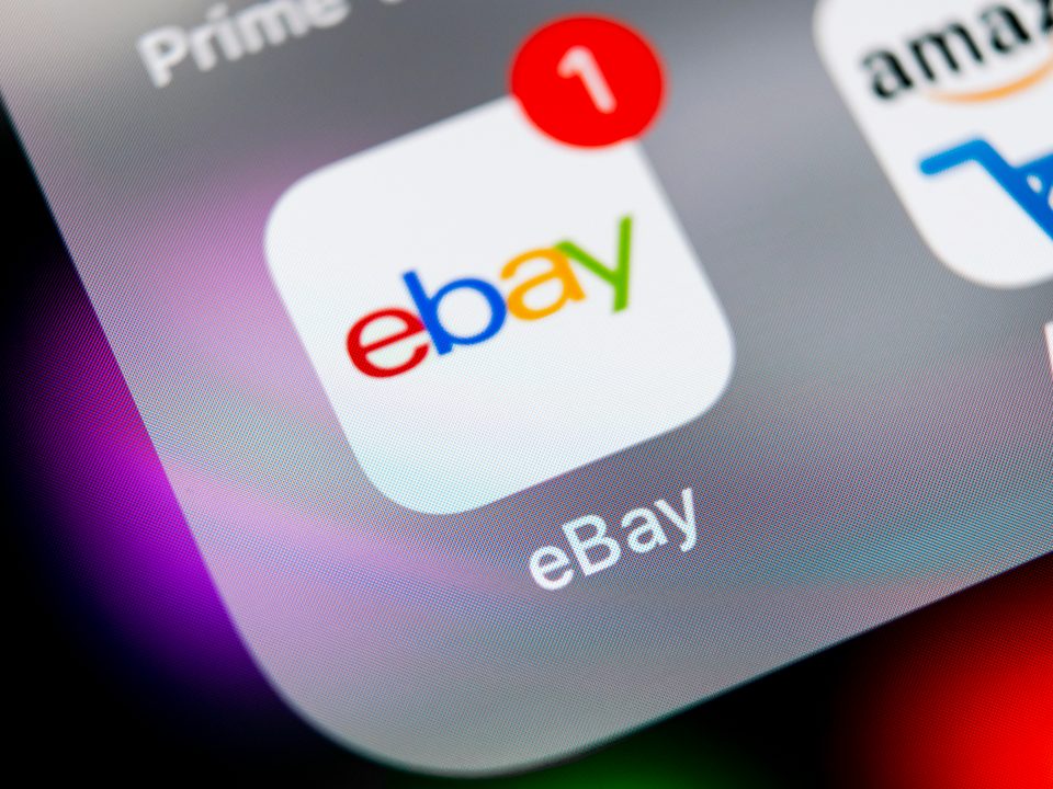 Ebay app logo on phone screen